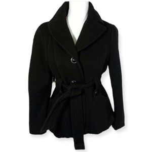 KENNETH COLE REACTION BLACK TRENCH COAT SZ.M EUC